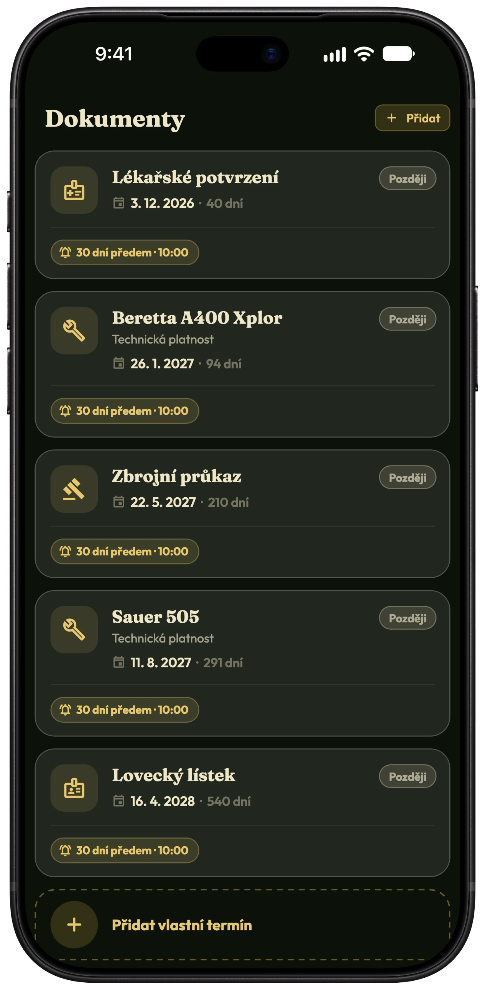 Průkazy, doklady a připomínky platnosti
