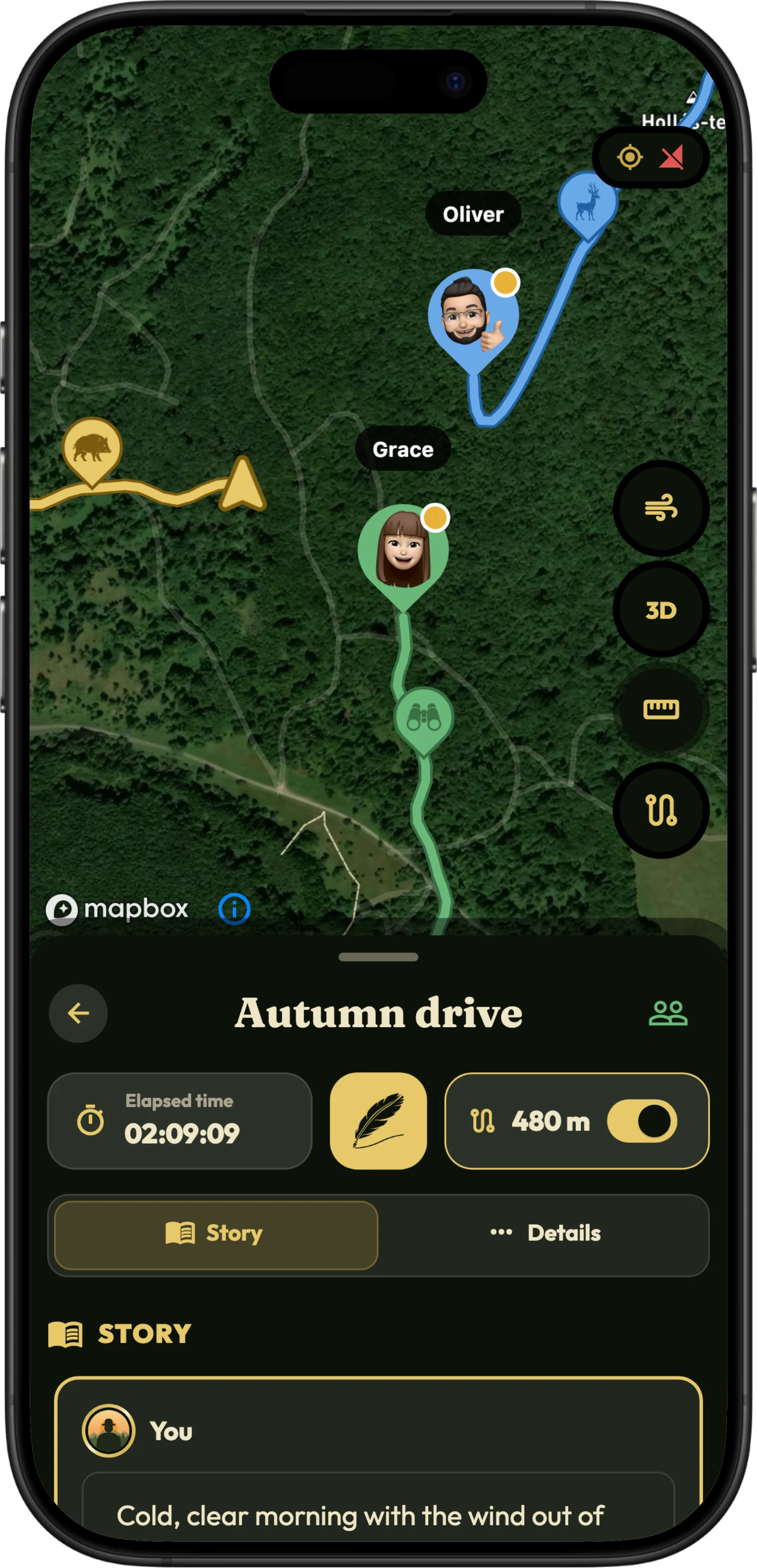 Lov podijeljen s prijateljima u aplikaciji HunTracker, svaki lovac na jednoj karti