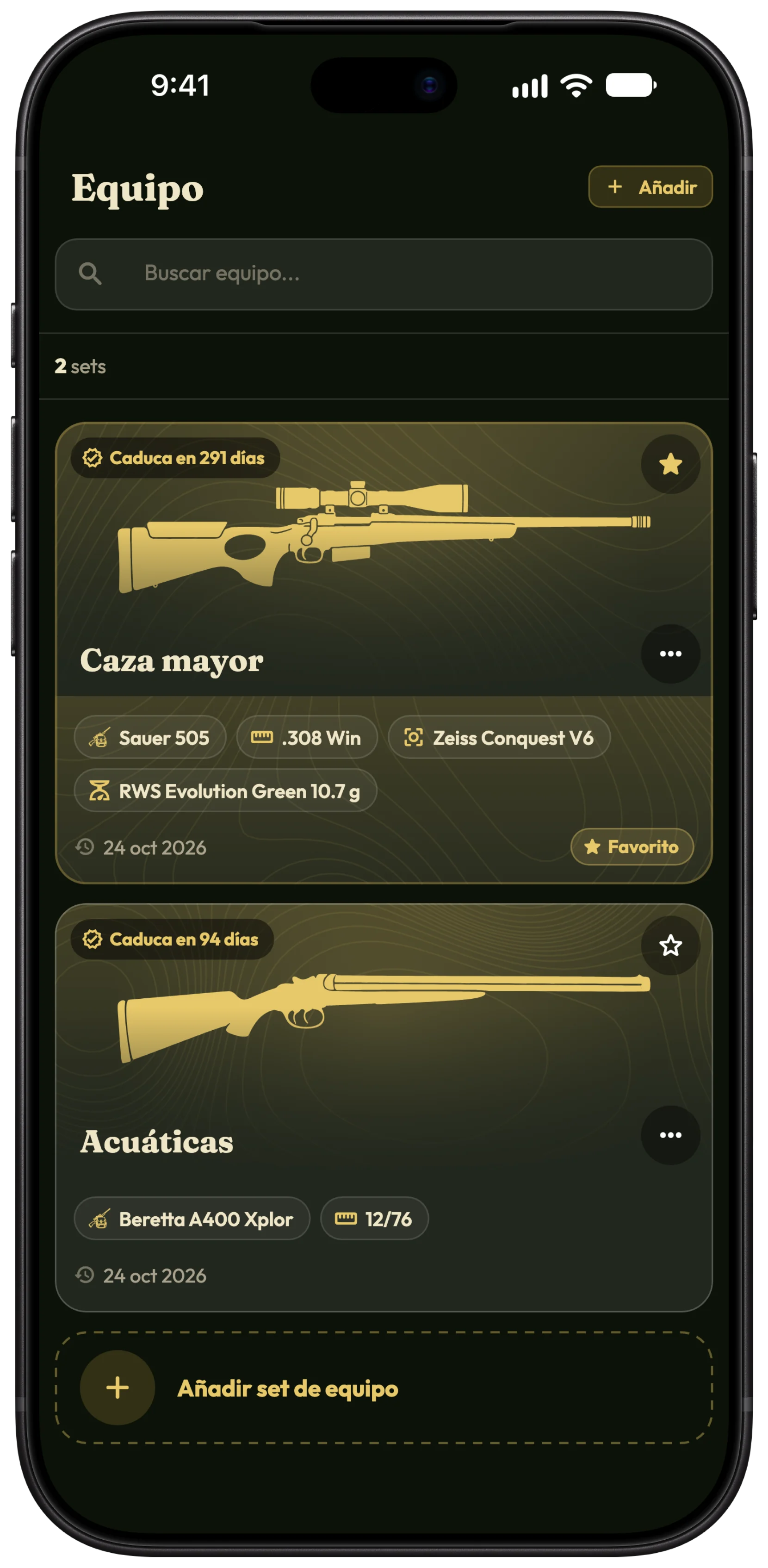 Gestionar tus armas y tu equipo