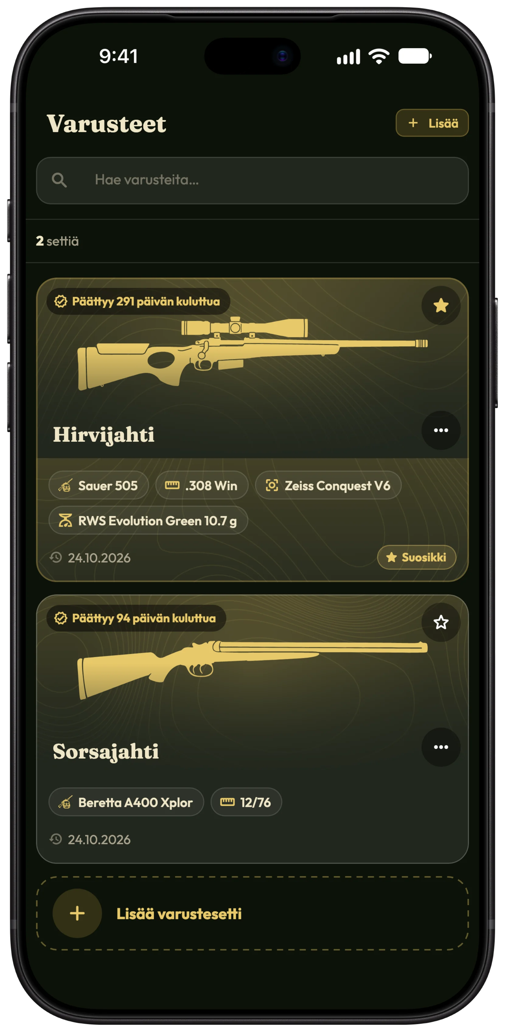 Aseiden ja varusteiden hallinta