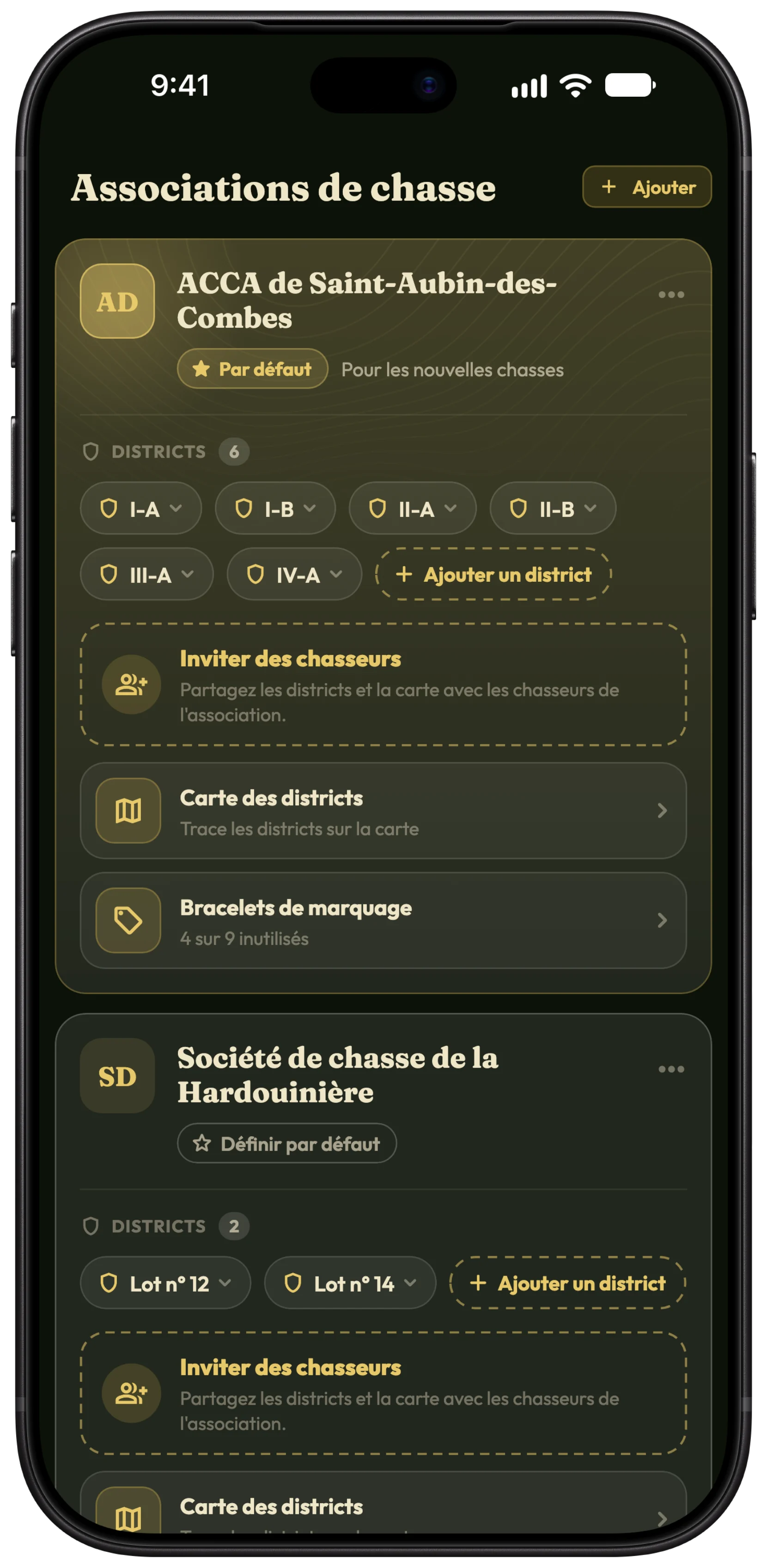 Configurer une association de chasse