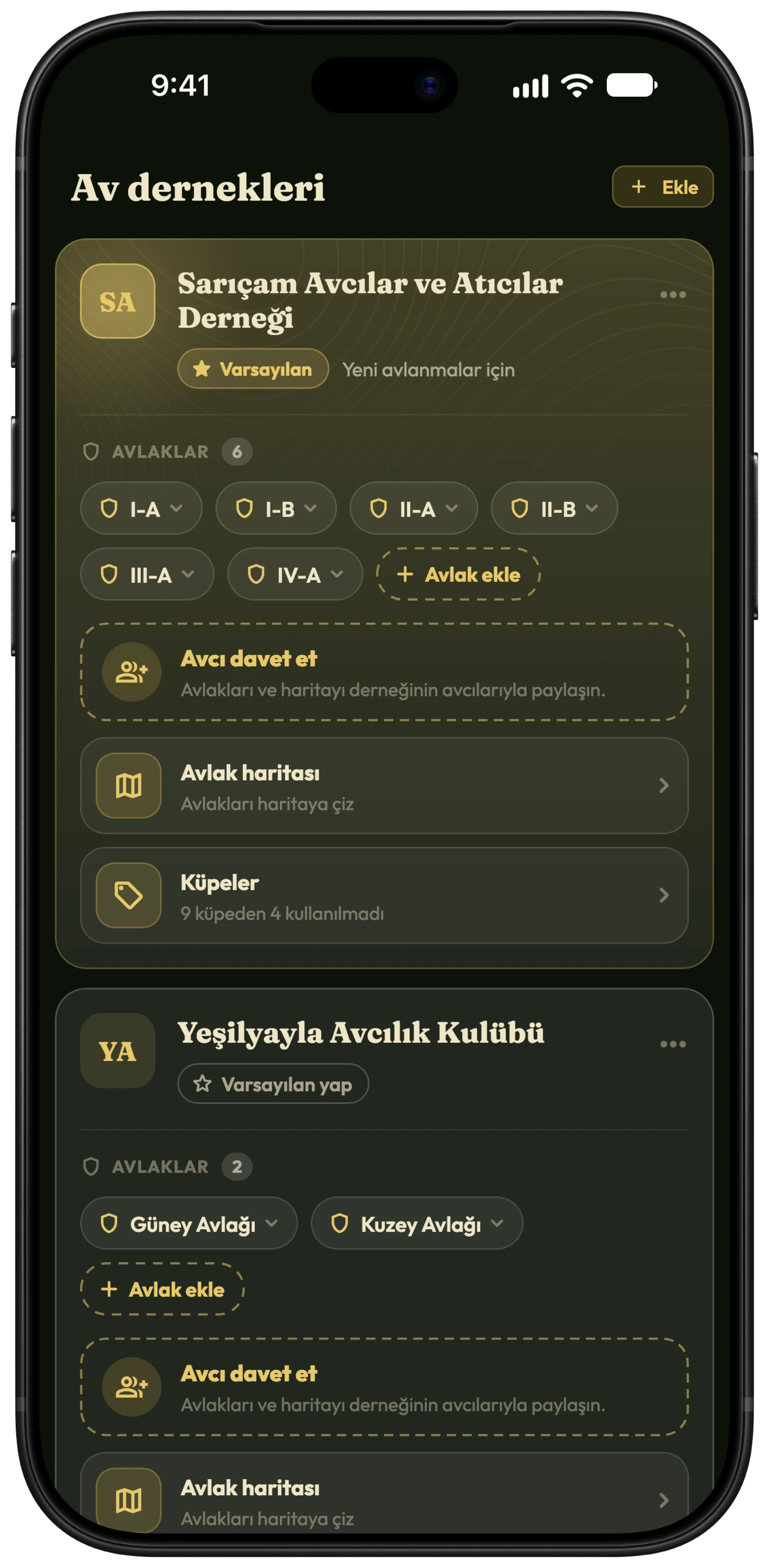 Av derneği kurmak